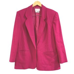VTG! Block Island Petites 100%‎ Pure Wool Hot Pink Blazer Jacket Career Coat 14